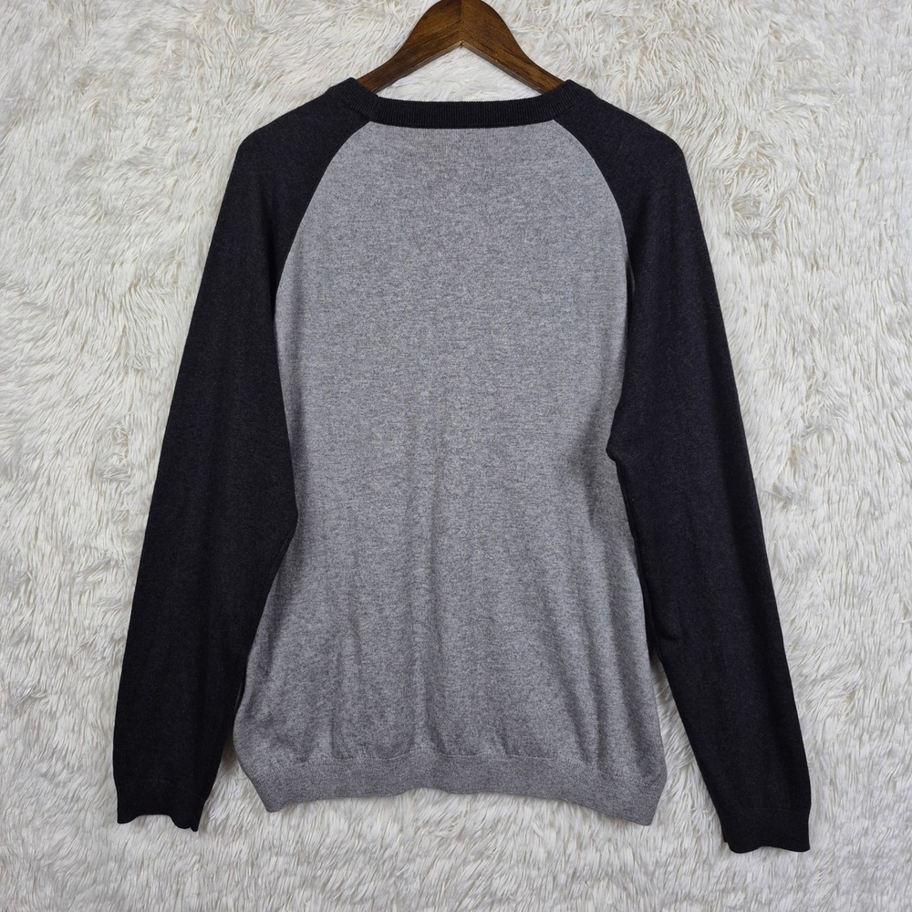 Ron Dorff Mens XL Raglan Knit Sweater Grey Cotton Wool Blend Quiet Luxury - Picture 4 of 9